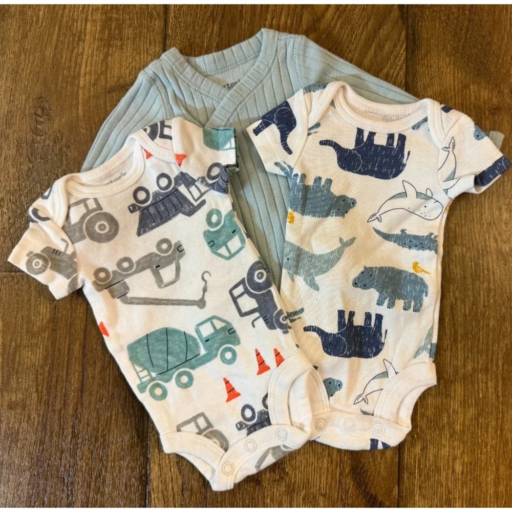 Baby Boy Preemie Bodysuits T Shirts Clothes Lot Reborn Doll Clothes Construction